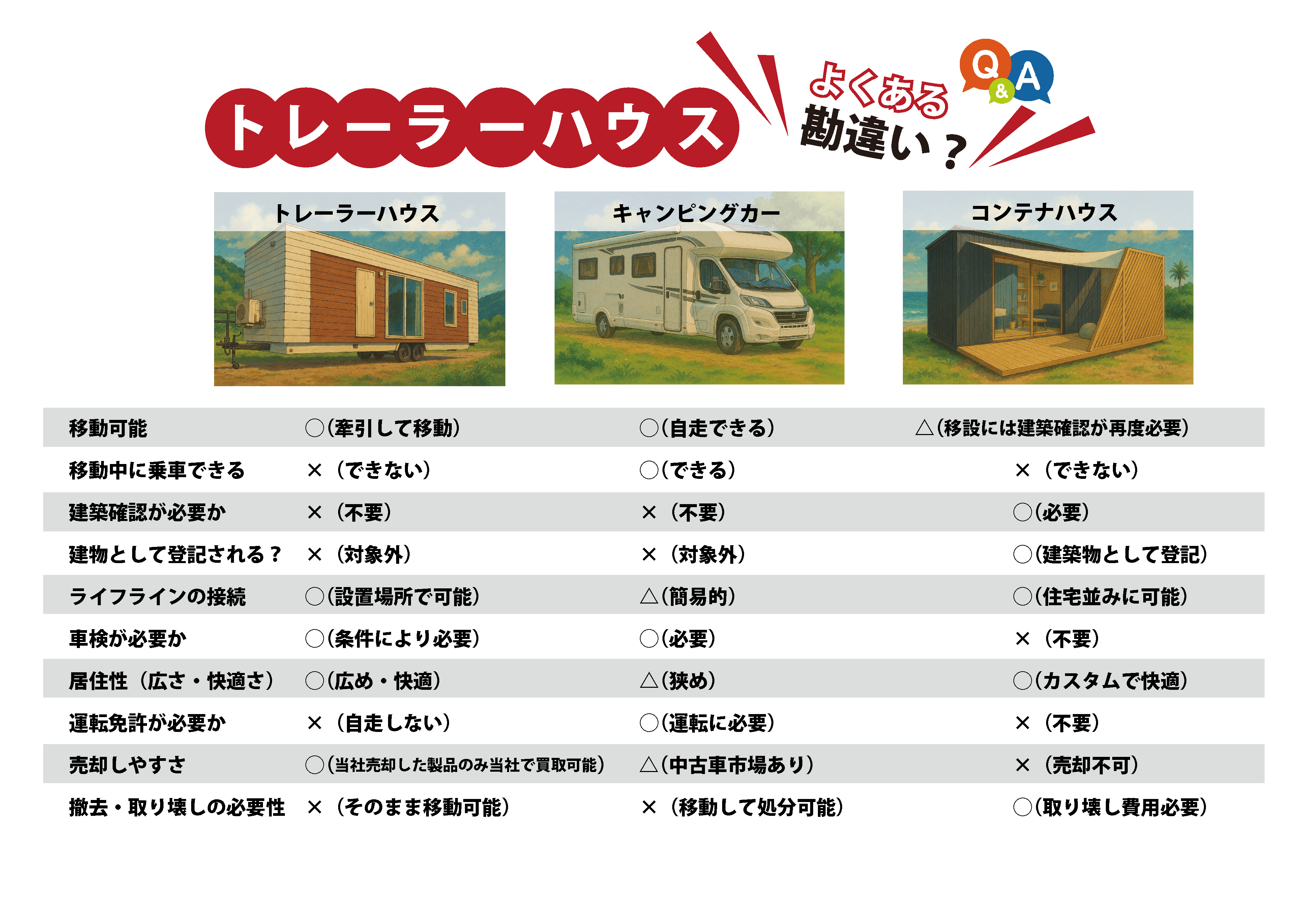 トレーラーハウスよくある勘違い